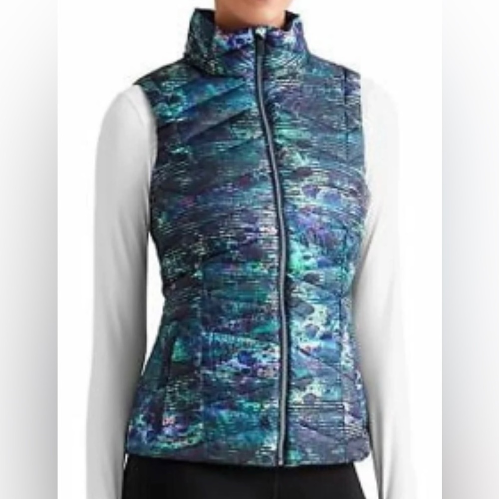 NWT Athleta Altitude Puffer Down Vest, XXS, Multicolored